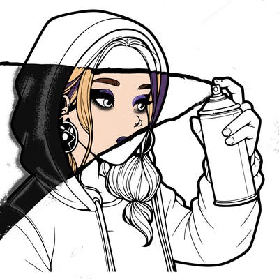 a realistic girl, spray painting