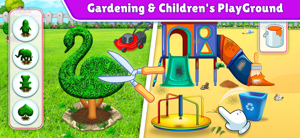 Baby Girl Home Cleaning - Niveles de limpieza de jardín y área de juegos en la app Limpieza del Hogar para Niñas.