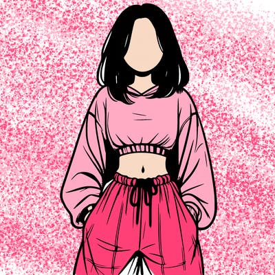 realistic girl faceless with baggy pants and a crop top