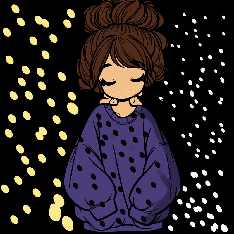 girl with baggy sweatshirt and messy bun