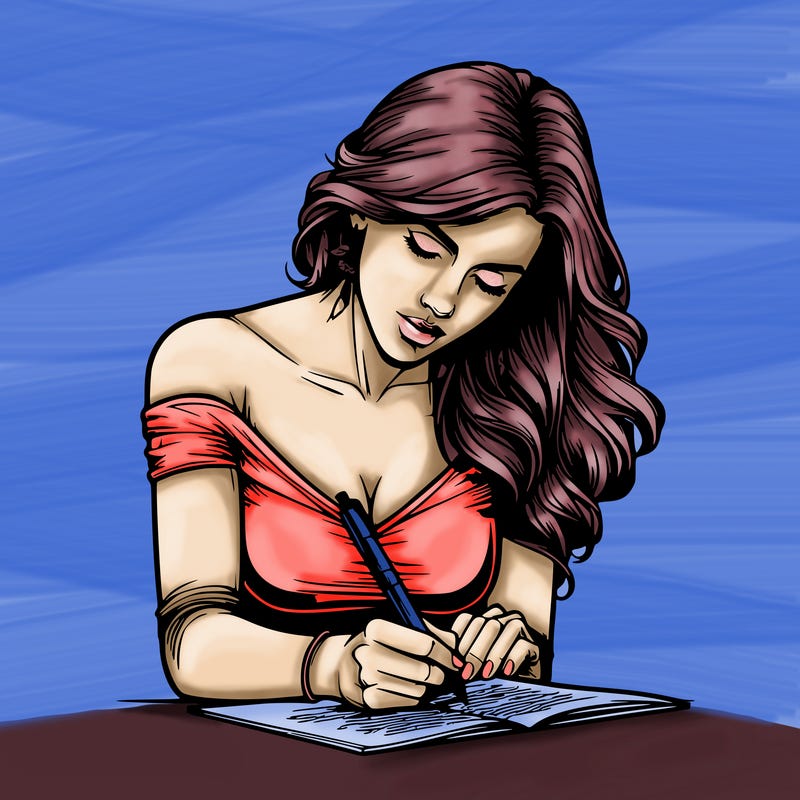 realistic female writing poetry