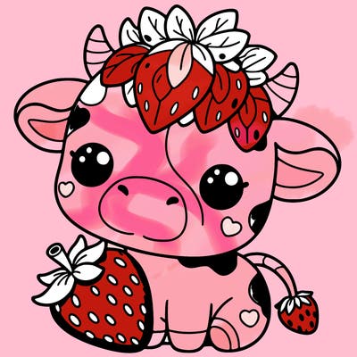 cute strawberry cow
