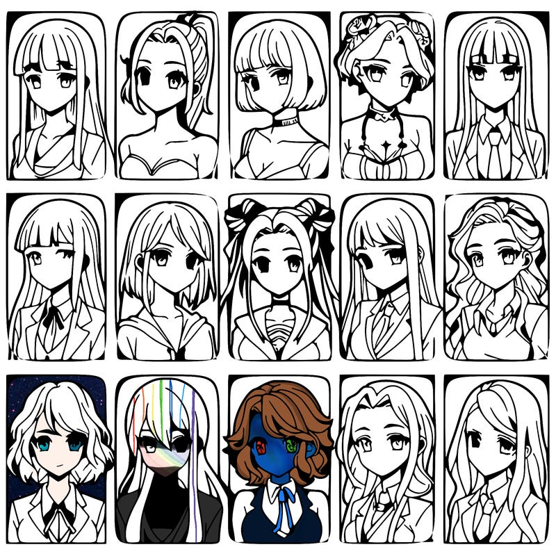 girls that look diffrent anime