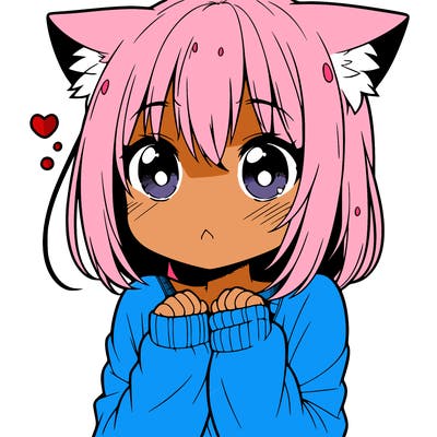 shy anime catgirl