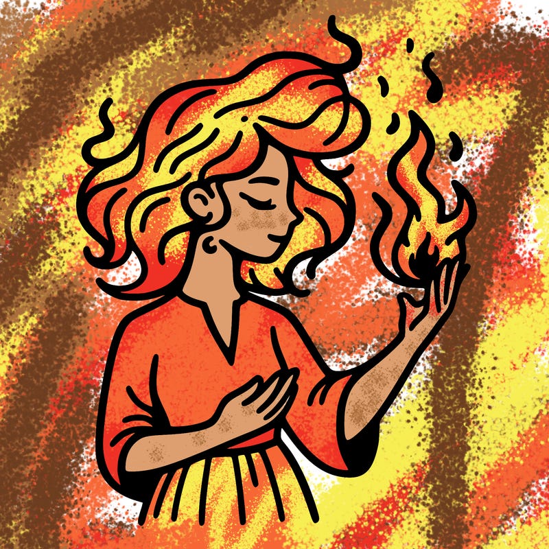 woman with fire