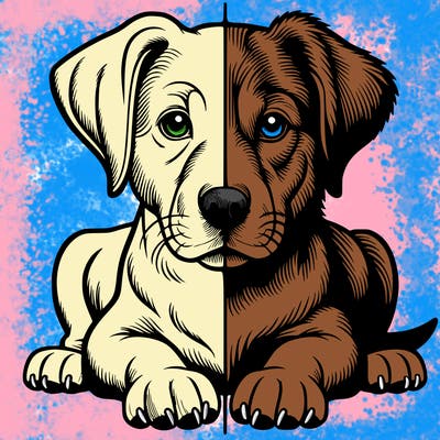 realistic dog split picture