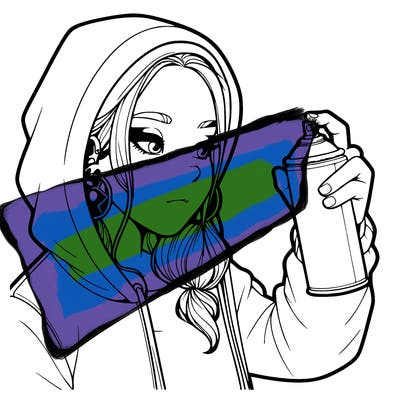 a realistic girl, spray painting