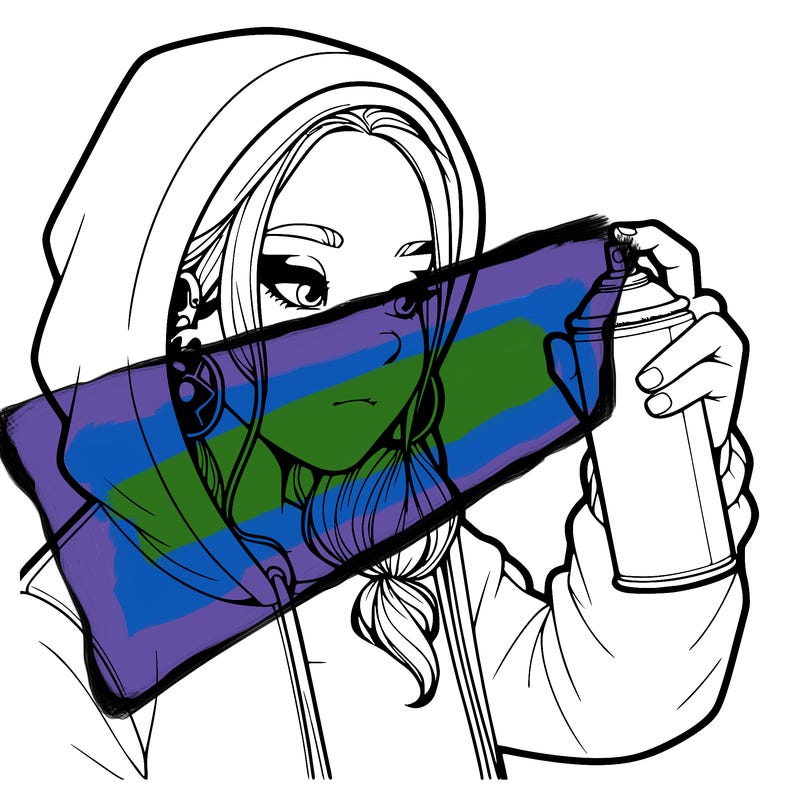 a realistic girl, spray painting