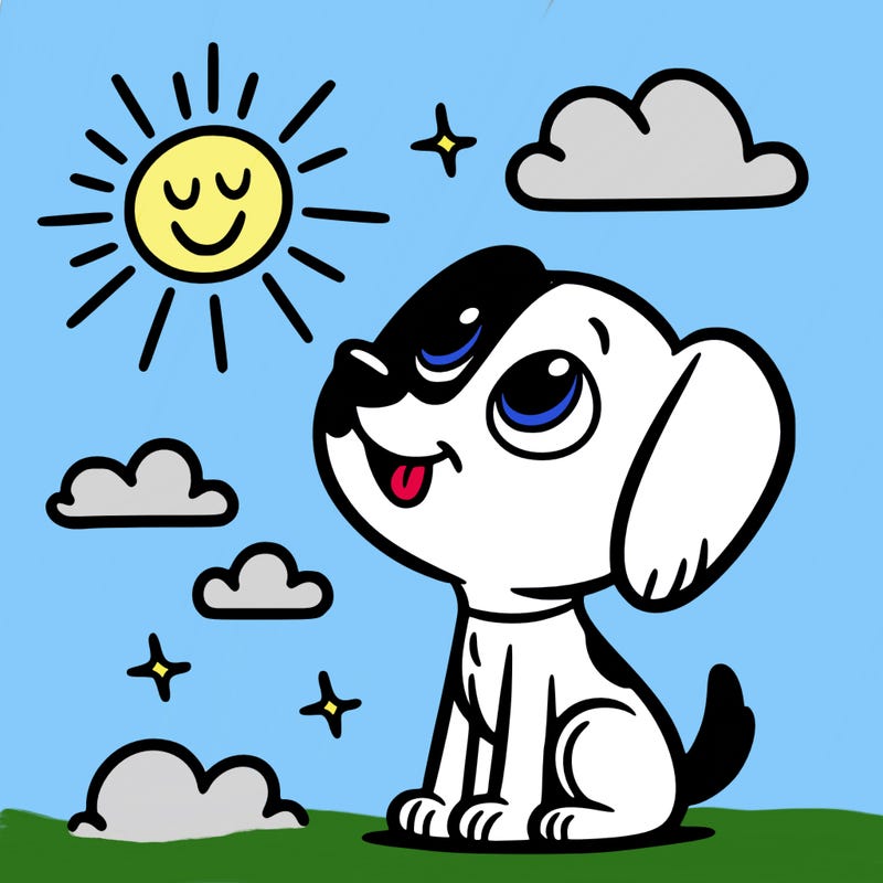 dog looking up at the sun