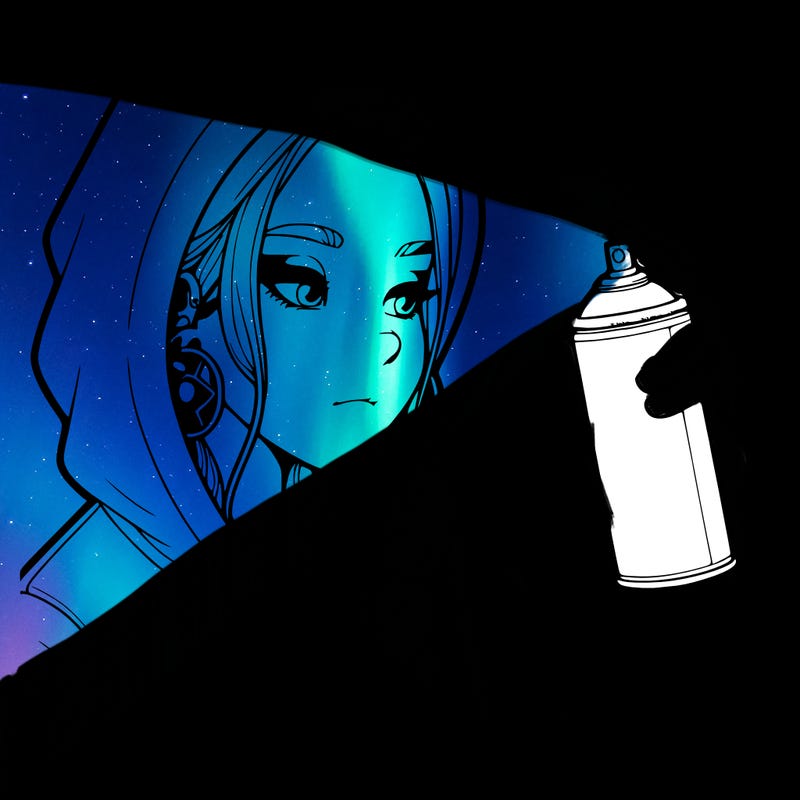 a realistic girl, spray painting