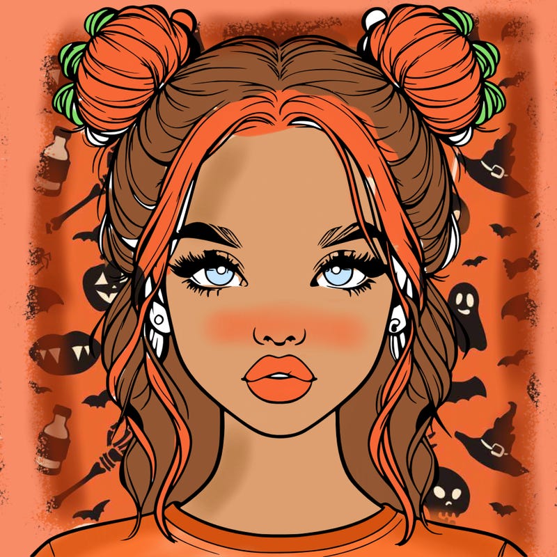 realistic girl with two buns in hair and lips