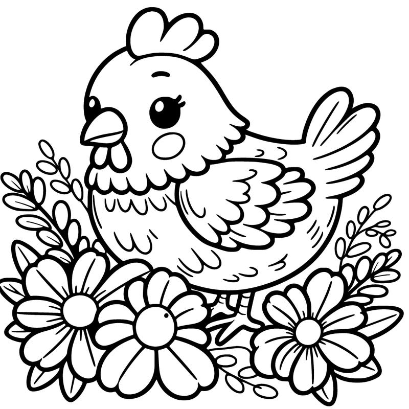 chicken with flowers