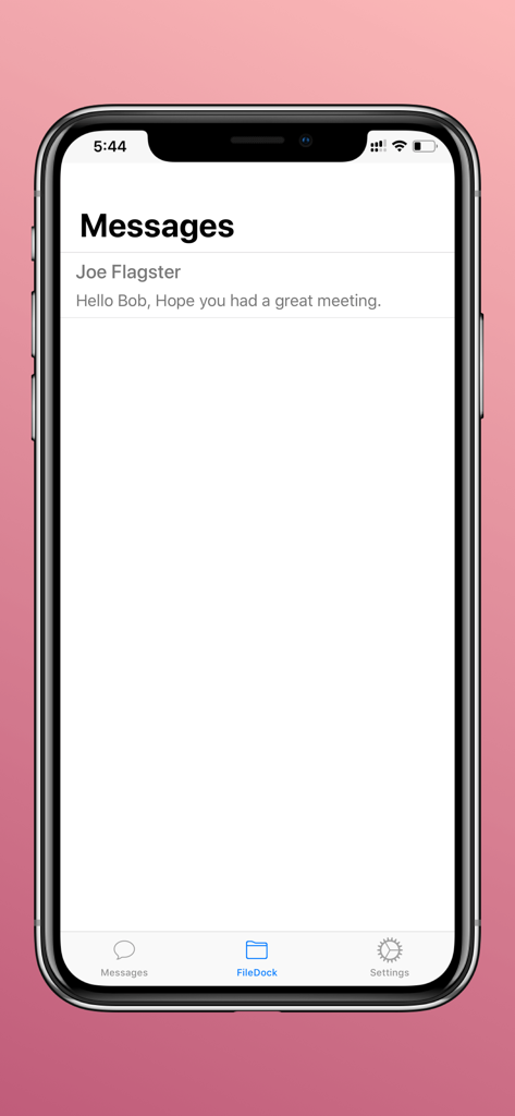 Scalefusion MDM Client app screen showing the internal messages interface on an iPhone.