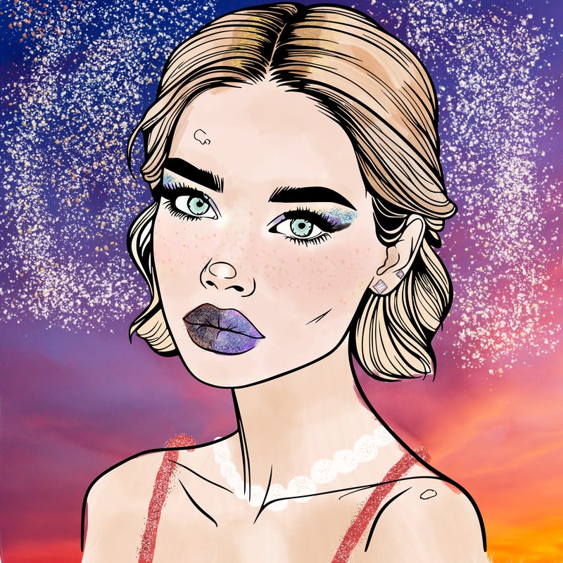 a fashion model with skin marks on her face realistic