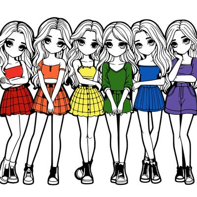 a group of girls realistic