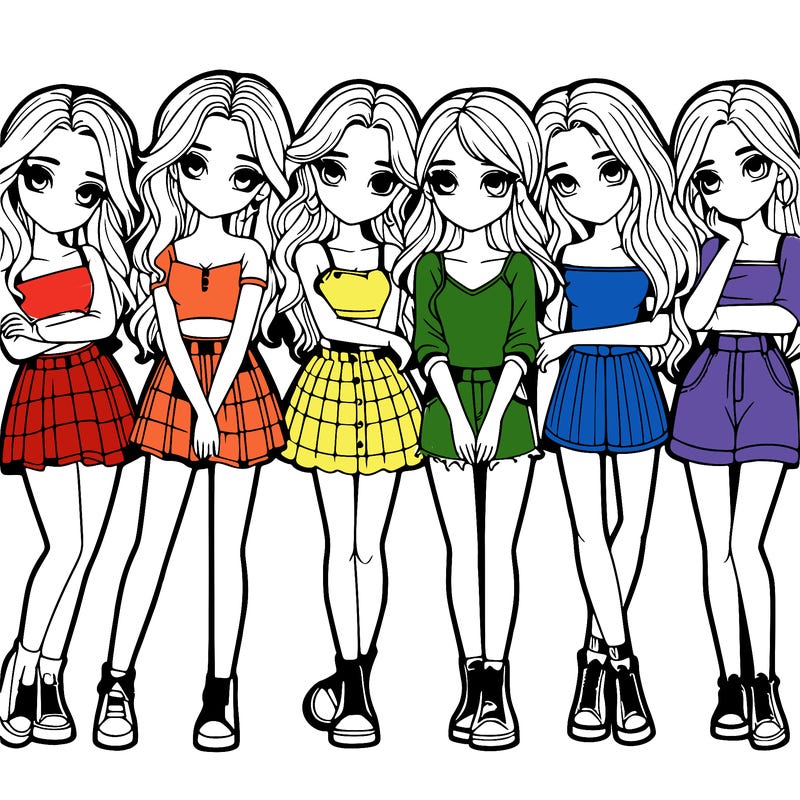 a group of girls realistic