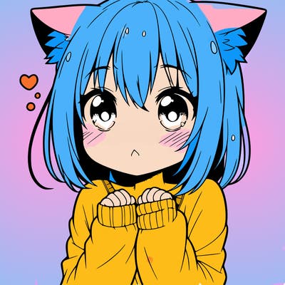 shy anime catgirl