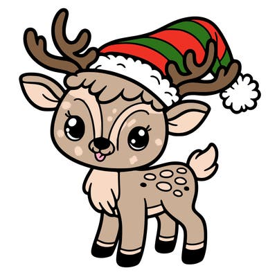 christmas reindeer with santa hat