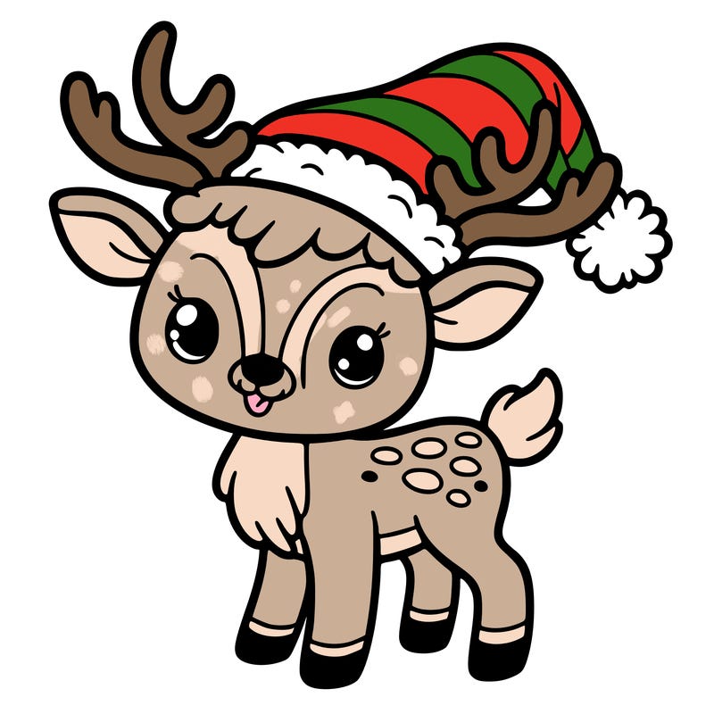 christmas reindeer with santa hat