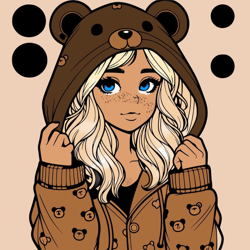 realistic girl in a animal pjs hoodie