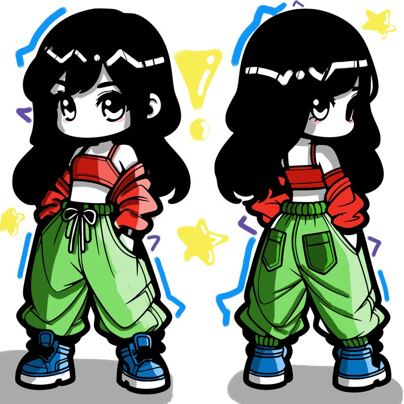 girl in crop top and baggy pants