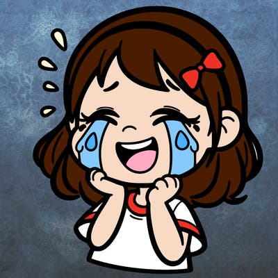 girl weeping tears happy