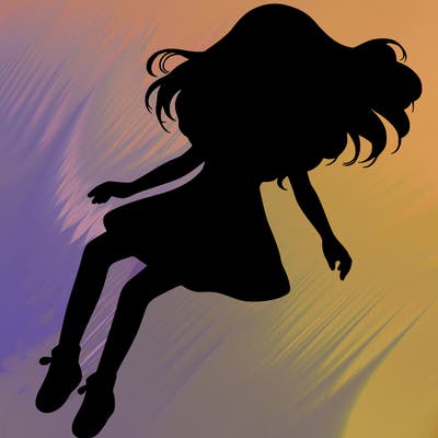 realistic girl floating