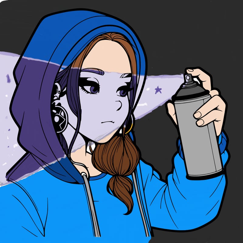 a realistic girl, spray painting