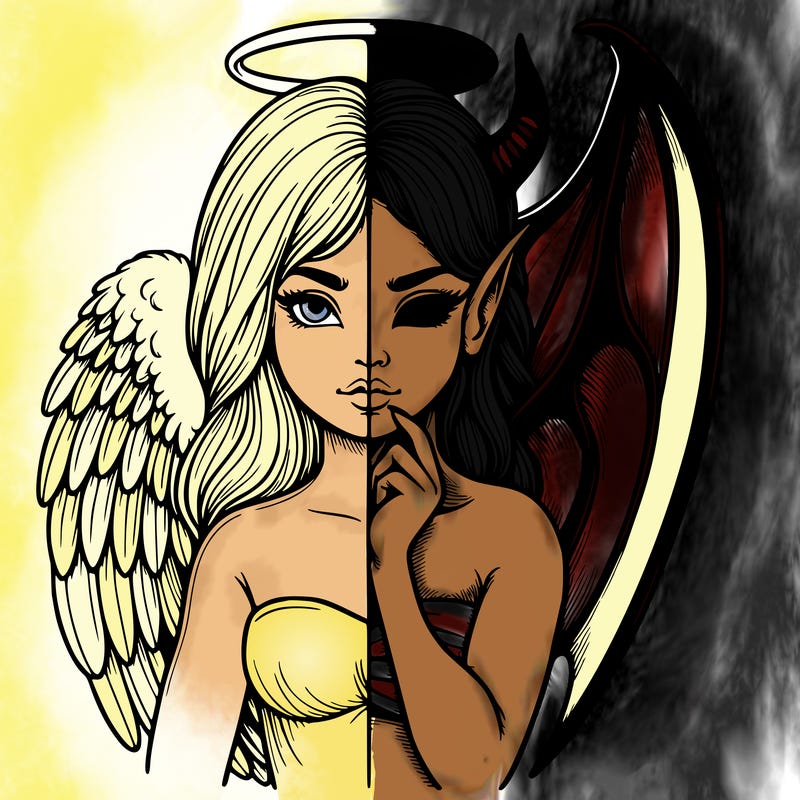 realistic angel half demon