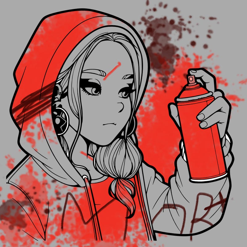 a realistic girl, spray painting