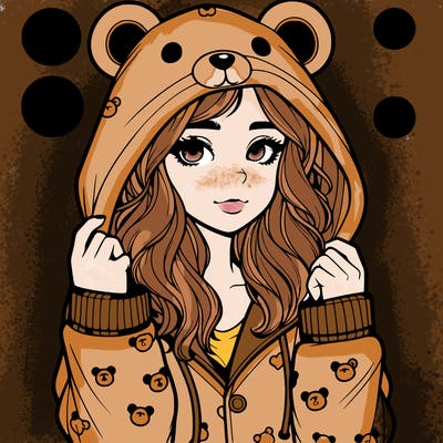 realistic girl in a animal pjs hoodie