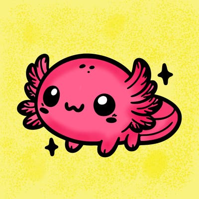 cute easy baby axolotl