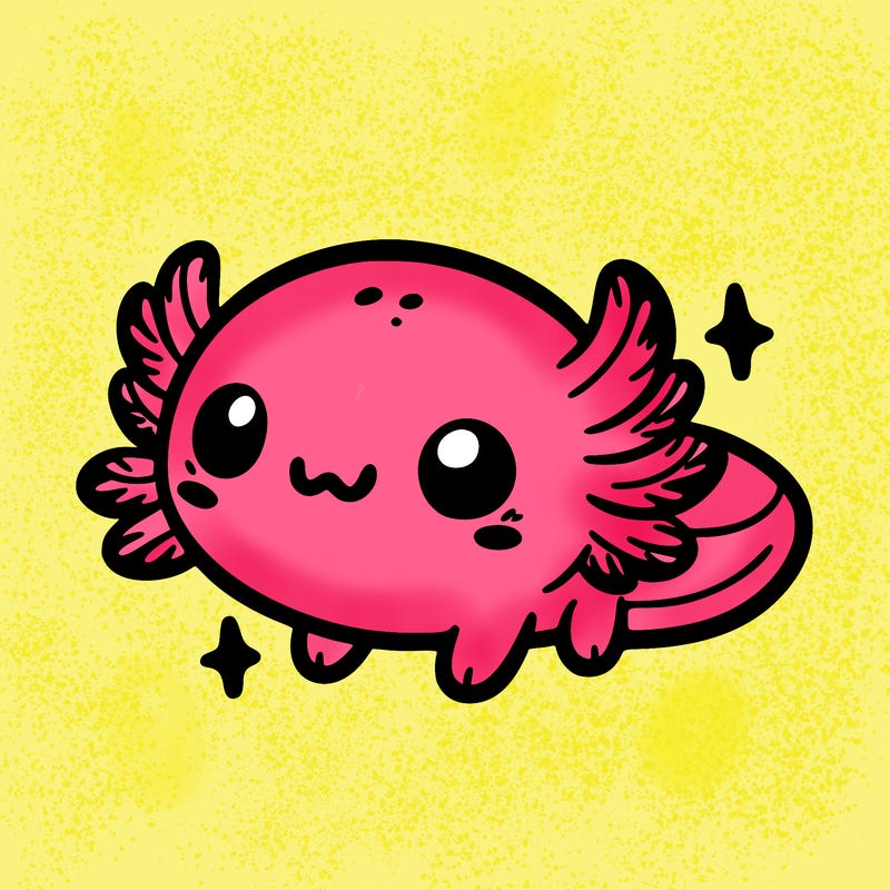 cute easy baby axolotl