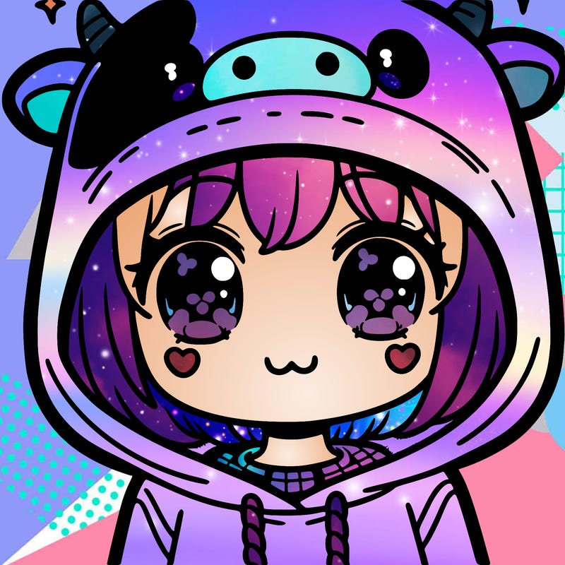 kawaii girl with cow hoodie