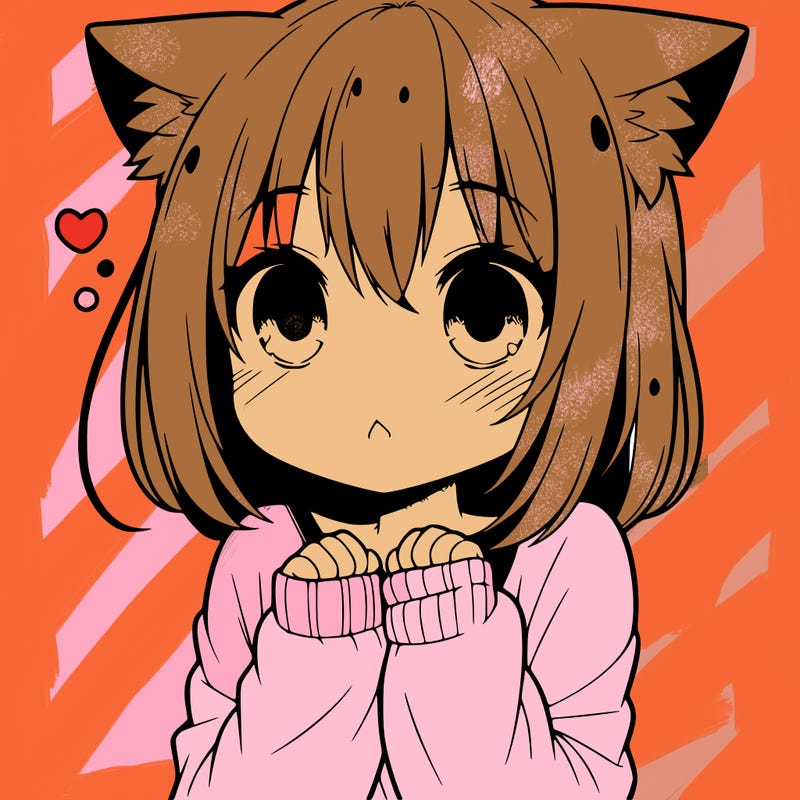 shy anime catgirl