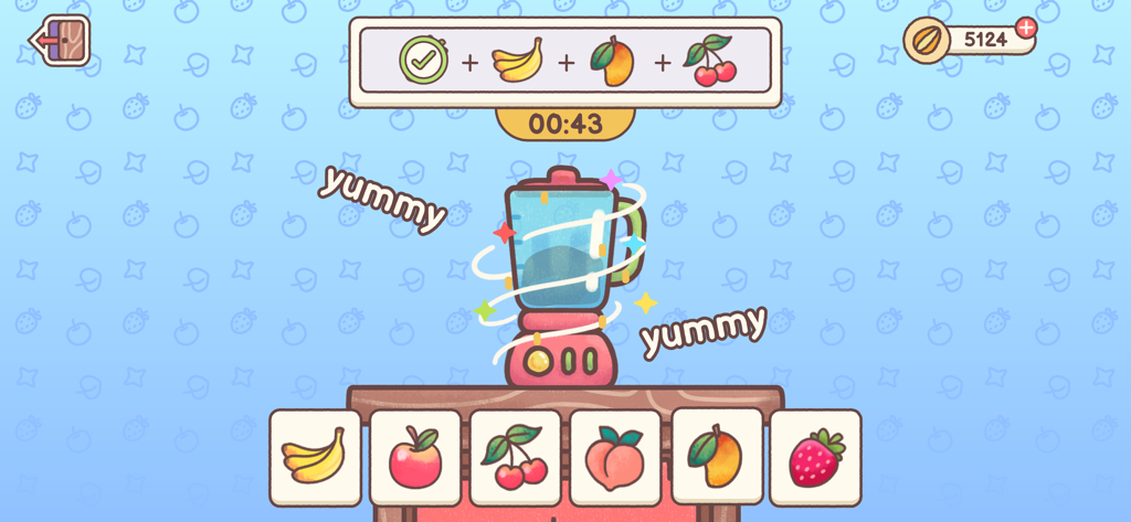Hamster Inn - Um mini-jogo fofo de liquidificador de smoothie no Hamster Inn com vários ícones de frutas e um liquidificador de desenho animado.