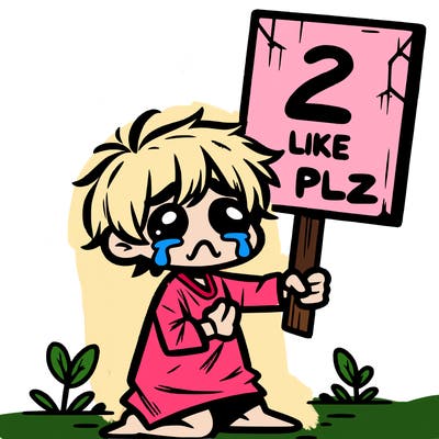 small poor toddler crying with sign that says 2 like plz
