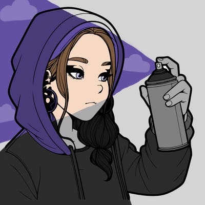 a realistic girl, spray painting