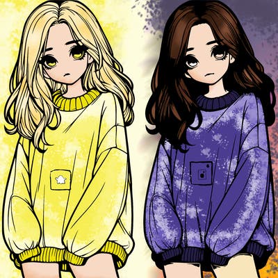 realistic girl with baggy sweater