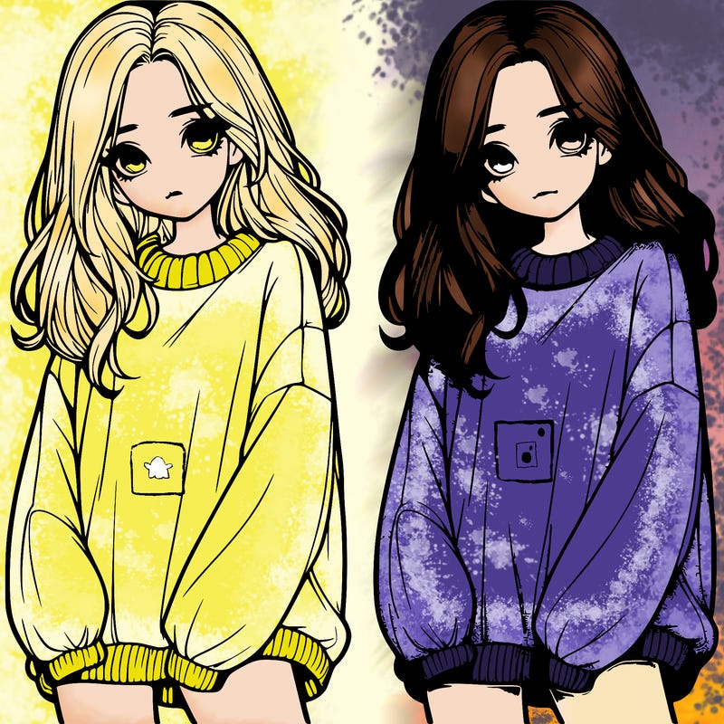 realistic girl with baggy sweater