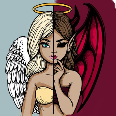 realistic angel half demon