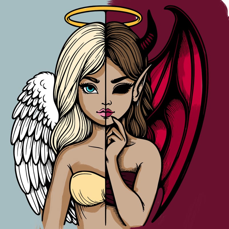 realistic angel half demon