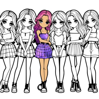 a group of girls realistic