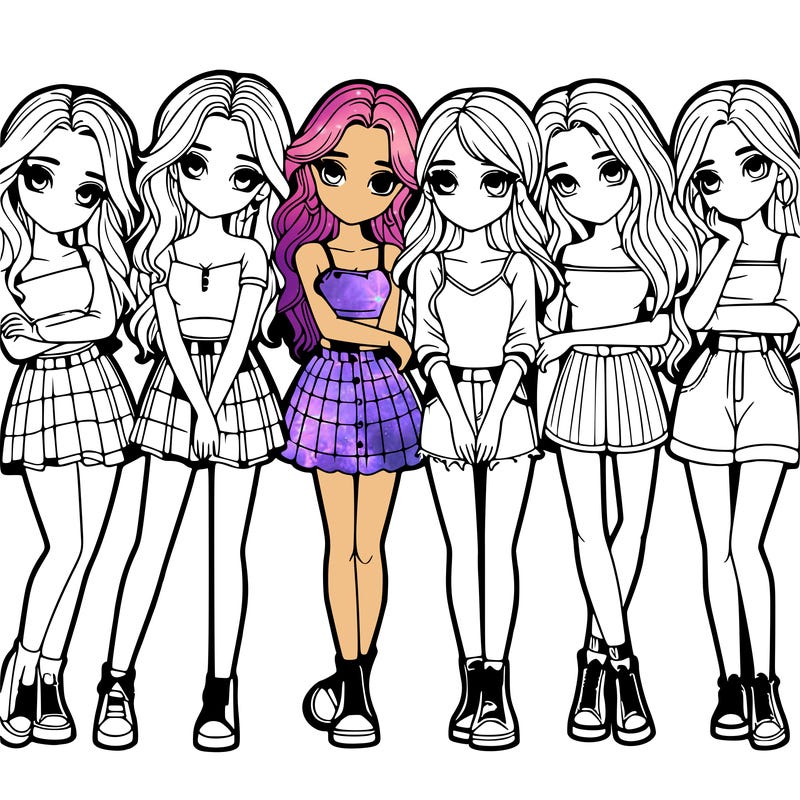 a group of girls realistic