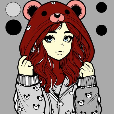 realistic girl in a animal pjs hoodie