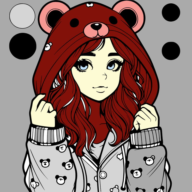 realistic girl in a animal pjs hoodie