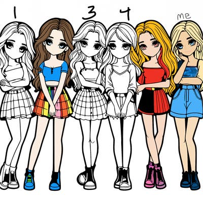 a group of girls realistic