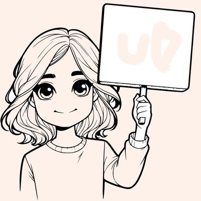 realistic girl holding up a sign