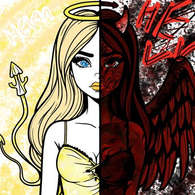 devil vs angel realistic girl