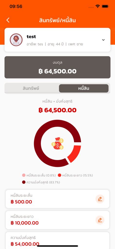Das allaboutfin App-Dashboard zeigt eine Aufschlüsselung des Nettovermögens und der Verbindlichkeiten